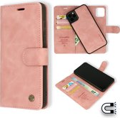 iPhone 12 Mini Hoesje Pale Pink - Casemania 2 in 1 Magnetic Book Case