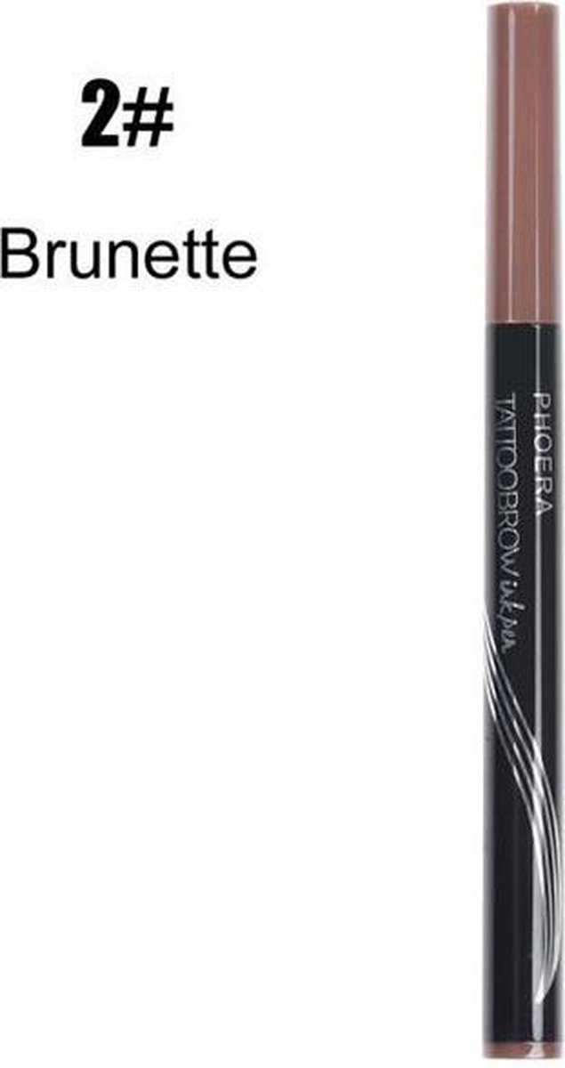 Tattoo Brow ink pen 4 tips, tatoeage wenkbrauwen inkt pen. N2, kleur: Brunette