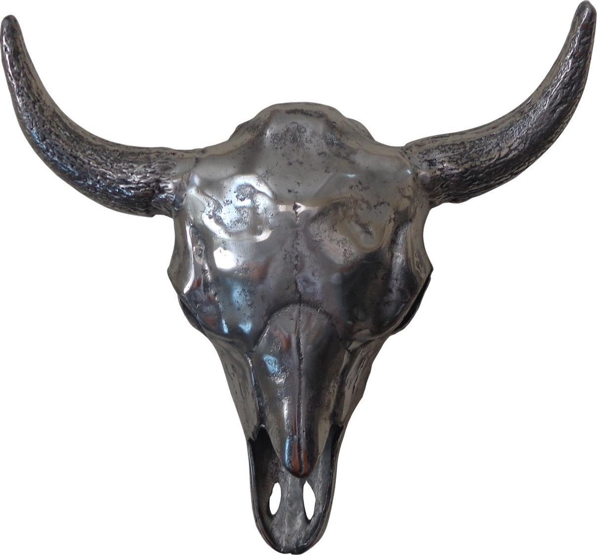 Wand decoratie Bull 50cm x 50cm ruw nikkel