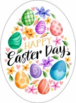 Wensetiket - Sluitzegel - Happy Easter day etiketten Eivorm - Pasen stickers - 40 mm - 40 st