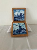 hot plate 4ass land blauw Delftware collection handdecorated Ter Steege Holland 2 stuks