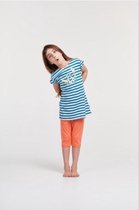 Woody pyjama meisjes - blauw-rood gestreept - zeemeeuw - 211-1-BAB-S/983 - maat 104