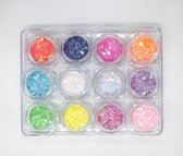 Nail art confetti nageldecoratie set 12 kleuren