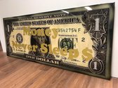 Money Never Sleeps Epoxy/resin Gloss art met glitters en steentjes 12mm 120x50