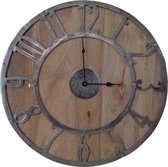 Wandklok Mango 60cm dia mango hout met ruw nikkel