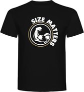 Fitness T-Shirt - Gym T-shirt - Work Out T-shirt - Sport T-Shirt - Regular Fit T-Shirt - Fun - Fun Tekst -  Sporten - Size Matters  - Zwart - Maat M