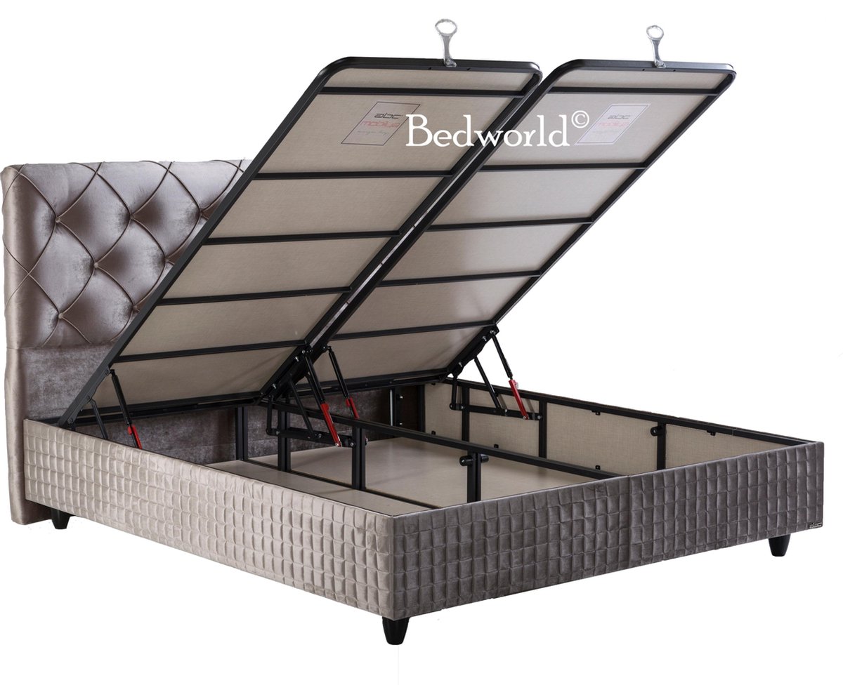 140x200 Opberg boxspring Suna grijs