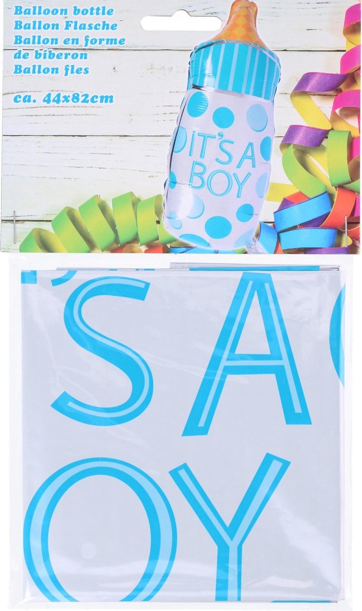 Ballon geboorte jongen fles groot 82 cm