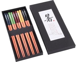 Chopsticks - Hout - 5 paar - 22,5 cm - Japanse stijl - Sushi Giftset