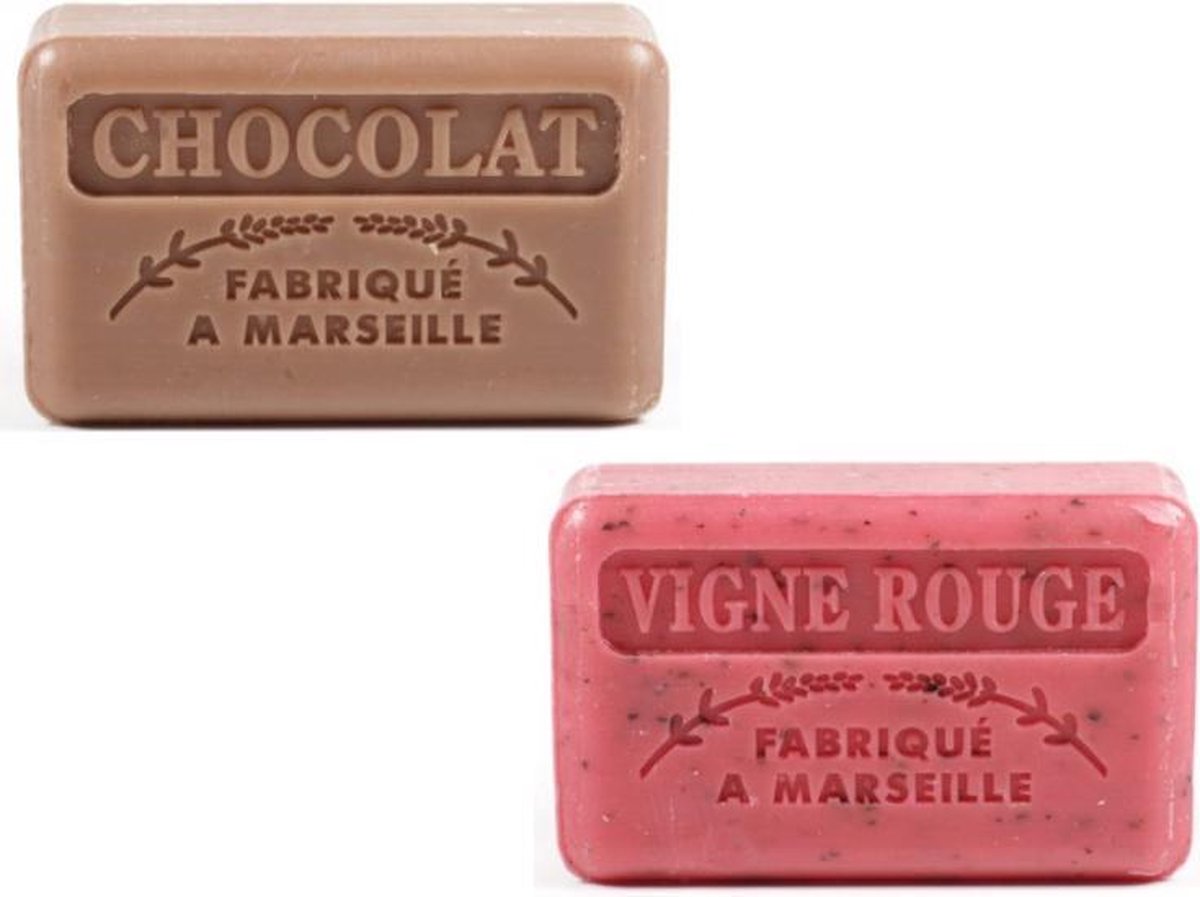 Goedkoopste Soap bar- zeep savon de marseille vigne rouge chocolade 2x125 grm
