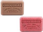 Soap bar- zeep savon de marseille vigne rouge + chocolade 2x125 grm