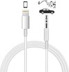 Audio AUX kabel naar lightning USB - 3.5mm hoofdtelefoon muziek aansluiting - audio jack - Autokabel - Wit