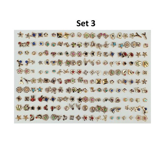NiSy.nl Set van 100 paar oorknoppen | Earrings | Oorknopjes diversen | Oorbellen Set 3 (Goudkl. + Kleur)