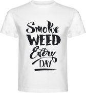 T-Shirt - Casual T-Shirt - Fun T-Shirt - Fun Tekst - Lifestyle T-Shirt - Mood - Wiet - Smoke Weed Severy Day - Wit - XXL