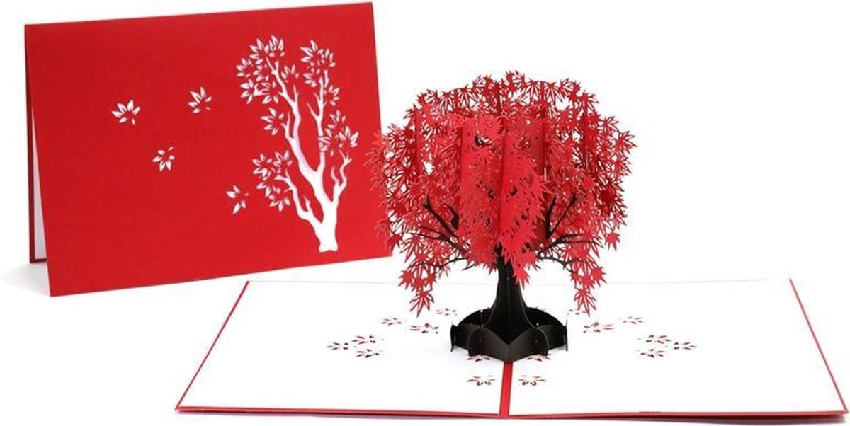 Pop up wenskaart Sakura wenskaart rode kersenbloesem en Thanksgiving Verjaardag Felicitatie Abraham Sarah 60-Plus incl. envelop