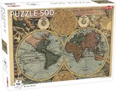 Puzzel Old Map of the World 500 Stukjes