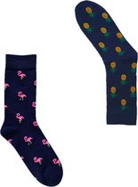 Binkie Socks Box | 2 paar Heren Sokken |Ananas Sokken en Flamingo Sokken  | Maat 43-46