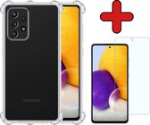 Samsung A72 Hoesje Transparant Siliconen Shockproof Case Met Screenprotector - Samsung Galaxy A72 Hoes Silicone Shock Proof Cover Met Screenprotector - Transparant