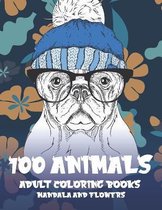 Adult Coloring Books Mandala and Flowers - 100 Animals