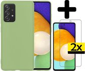 Samsung A52 Hoesje Met 2x Screenprotector - Samsung Galaxy A52 Case Cover - Siliconen Samsung A52 Hoes Met 2x Screenprotector - Groen