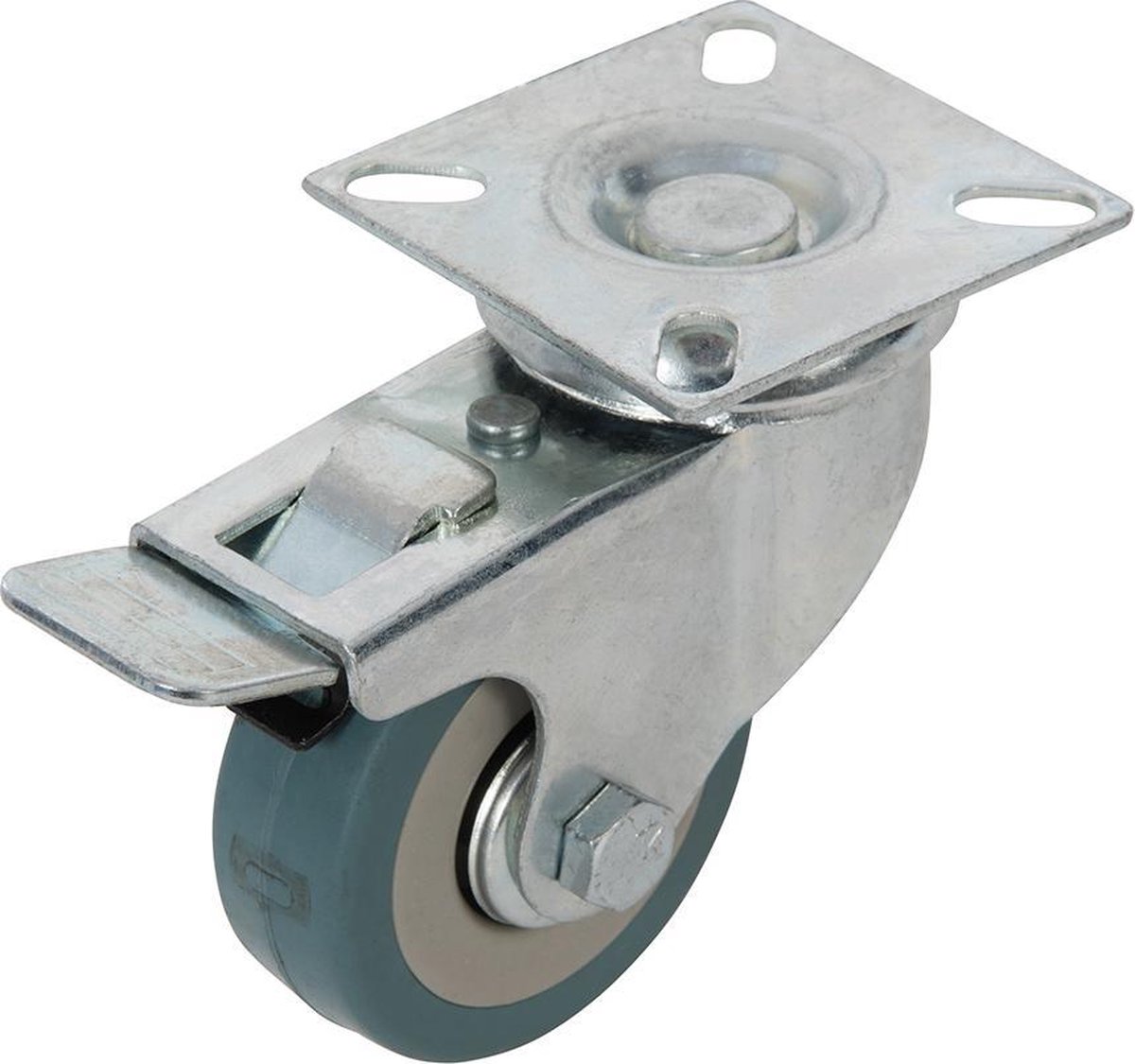 Fixman Rubberen zwenkwiel met rem - Ø 50 mm - Maximale belasting 50 kg - Blauw