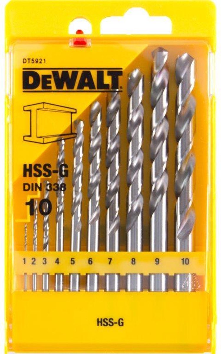 DEWALT 10-delige HSS-G DIN 338 Metaalboorcassette boorset thumbnail 2