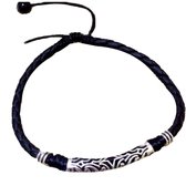 Armband- Tibetaanse look- Zwart- metaal- extra groot- 20-28 cm