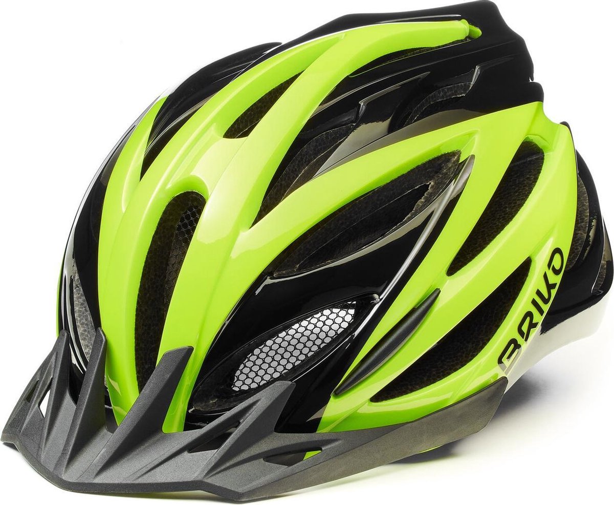 Briko Morgan Bike Helmet Shiny Black - Yellow Fluo - Maat L