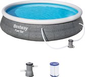 Bestway Fast Set complete set met filterpomp, Rotan grijs, zwembad, opblaasbaarzwembad, zwembaden