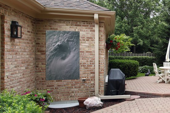 Photo satellite de l'affiche de jardin Nuages d'ouragan sur terre 80x120 cm - Toile de jardin / Toile d'extérieur / Peintures pour l'extérieur (décoration de jardin)