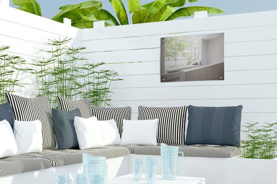 Affiche de jardin Fenêtre - Image de murs blancs et une grande fenêtre Affiche de jardin 40x30 cm - Toile de jardin / Toile d'extérieur / Peintures d'extérieur (décoration de jardin)