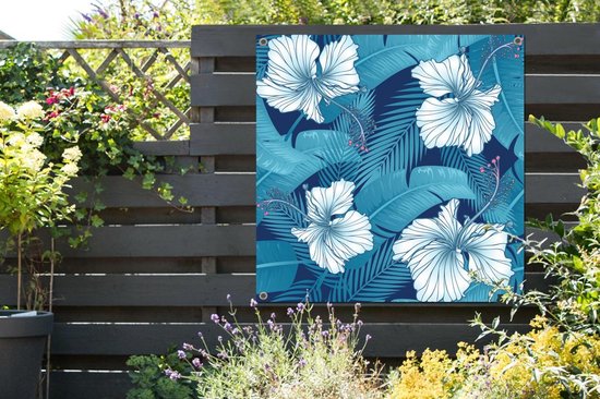Toile de jardin Tropical - Fleurs - Blauw - 100x100 cm