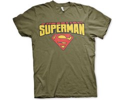 DC Comics Superman Heren Tshirt -XL- Blockletter Logo Groen