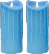 LED echte Wax Kaars Blauw, 23cm, 30842, daling ontwerp, LED echte Wax Candle Blue, 30842, druppel...