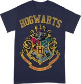 Harry Potter Crest Varsity Stijl T-Shirt Blauw
