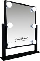 Gérard Brinard Vernieuwde Metalen Hollywood make-up spiegel zwart - 3 kleuren dimbaar - LED 6 bulbs batterij en USB kabel - stroom
