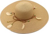 Dielay - Hoed met Veren - Dames - Lengte 47 cm - Bruin
