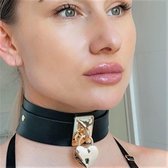 Kinky Diva - Erotische Fetisj Fetish BDSM Slaven Halsband Collar met Hartje Slot Sleutels Vegan Leather