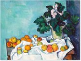 Graphic Message - Schilderij op Canvas - Vaas met Bloemen en Appels - Cezanne - Woonkamer Kunst