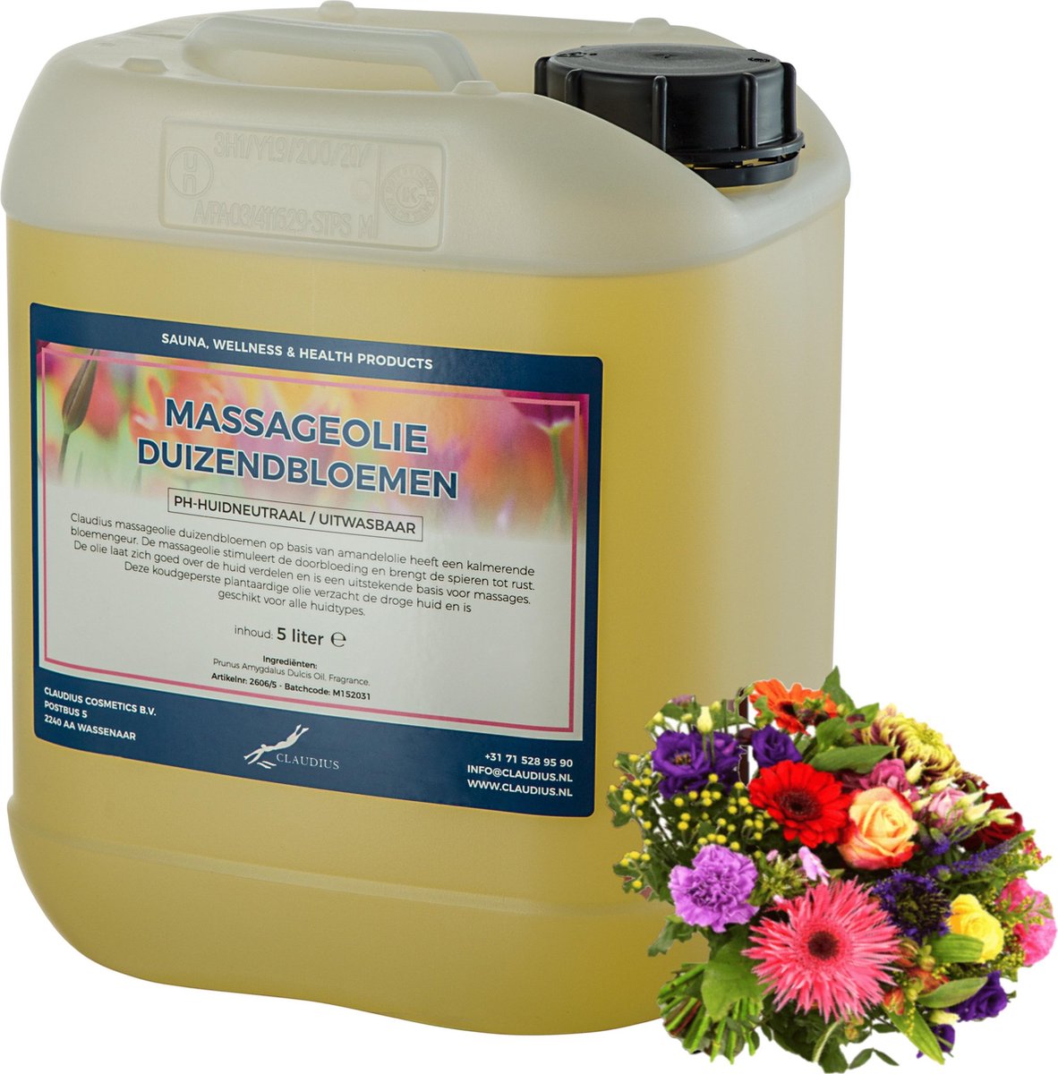 Goedkoopste Massageolie Duizendbloemen 5 liter - 100 natuurlijk - biologisch en koud geperst