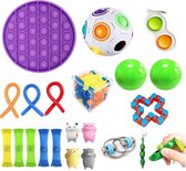 LUVIQ Fidget Toys Pakket goedkoop - Set - POP IT - Simple Dimple - Pea Popper - Monkey Noodles - Squishy Dieren - Mesh and Marble - En Meer - 22 DELIG - Random Kleuren