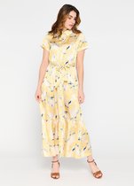 LOLALIZA Lange overhemd jurk met bloemenprint - Geel - Maat 34