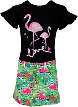Babes & Binkies Setje Flamingo zwart Kids Zwart, Groen - Maat 98/104