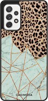 Samsung A52 hoesje - Luipaard marmer mint | Samsung Galaxy A52 5G case | Hardcase backcover zwart