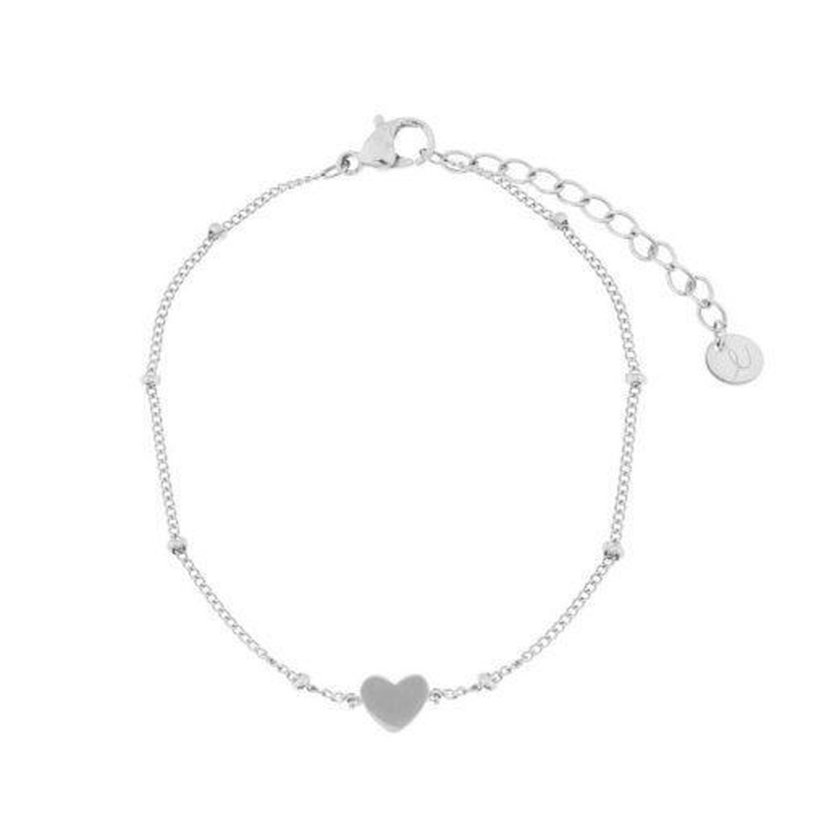 Armband om te delen hartje - Volwassenen - Zilver - Stainless steel (verkleurt niet) - Verlengkettinkje