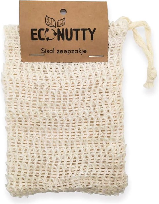 Eco Nutty - Sisal zeepzakje - Plasticvrij douchen - Voor zeep ( restjes ) en shampoo bars - Eco Nutty
