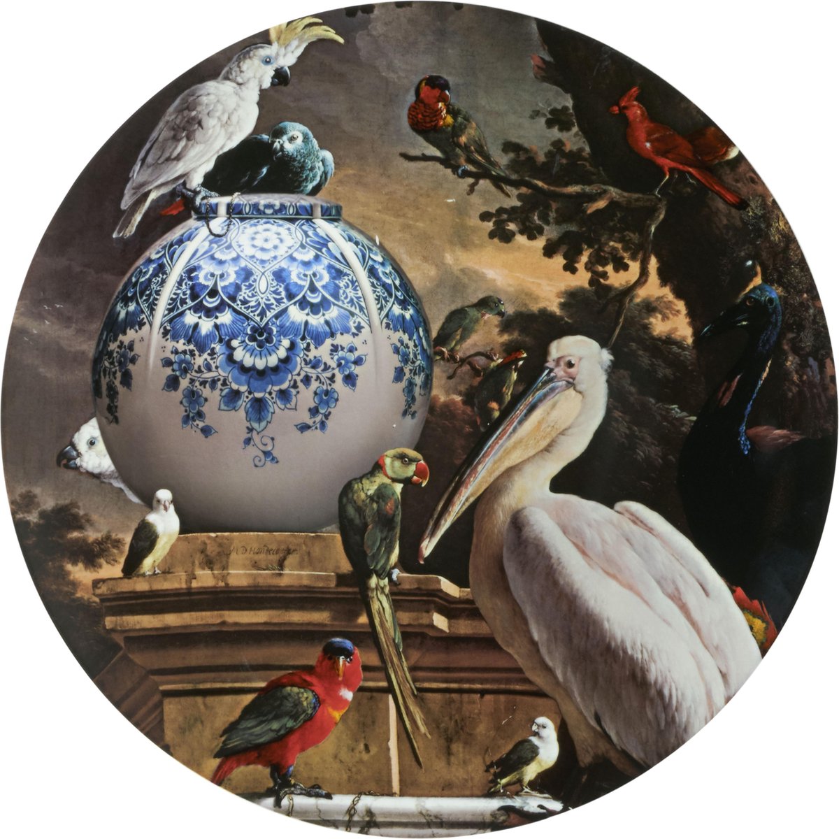 Heinen Delfts Blauw - Wandbord Pelikaan - Keramiek - 42 cm