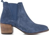 NoGRZ G.Quarenghi Dames - Suede leren enkellaars met blokhak - Blauw leer - Maat 37