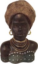 Afrikaans beeld vrouw Amazona borstbeeld zwart - Sierlijk en Modern 36cm