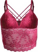 Dames bralette lang van kant met dunne schouderbandjes 40/42 bordeaux rood